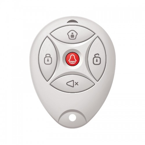 DS-PKFE-5 Αμφίδρομο ασύρματο τηλεχειριστήριο σε λευκό χρώμα και μορφή μπρελόκ για πίνακες Axiom, με 5 μπουτόν για οπλισμό / αφοπλισμό / παραμονή / συναγερμό πανικού / επαναφορά συναγερμού