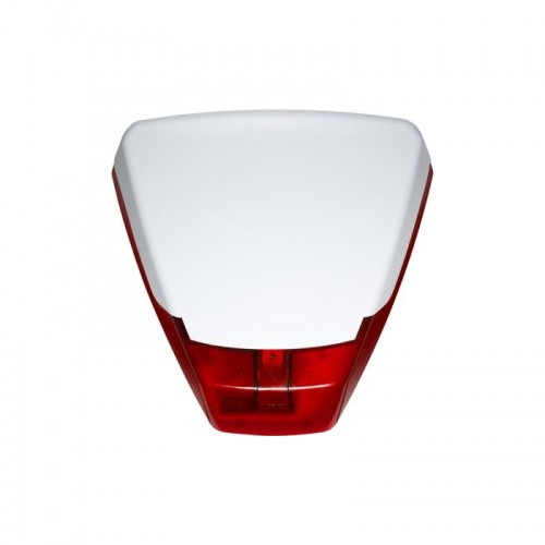 DELTABELL/R-WE Αυτόνομη ασύρματη εξωτερική πιεζοηλεκτρική σειρήνα 868MHz, σε λευκό κάλυμμα και κόκκινο φλας. 