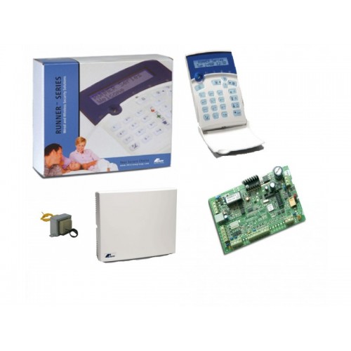 RUNNER 4 KIT LCD Kιτ συναγερμού που περιλαμβάνει: Πλακέτα RUNNER-4 (4-8 ζωνών) Κουτί PL-BOX MINI Ασφαλειοθήκη PW-FUSE Πληκτρολόγιο LCD μικρό με υποστήριξη Ελληνικών χαρακτήρων