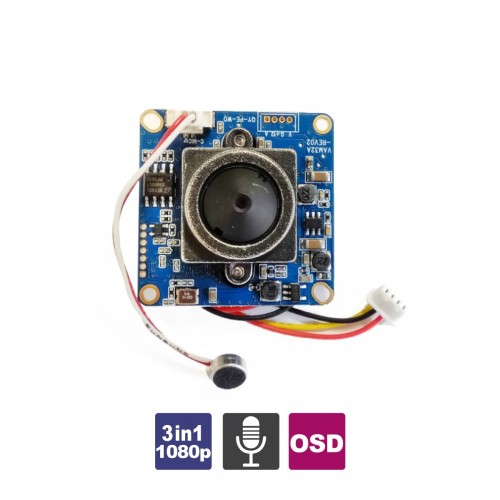 JBF-501 Module κάμερας (πλακέτα) pinhole 3 in 1, με επιλεγόμενη έξοδο HDTVI/AHD/CVBS