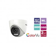 DS-2CE72DFT-F 3.6 Κάμερα Dome (τύπου turret) 4in1 1080p, ColorVu, εξωτερικού χώρου, με σταθερό φακό 3.6 mm 