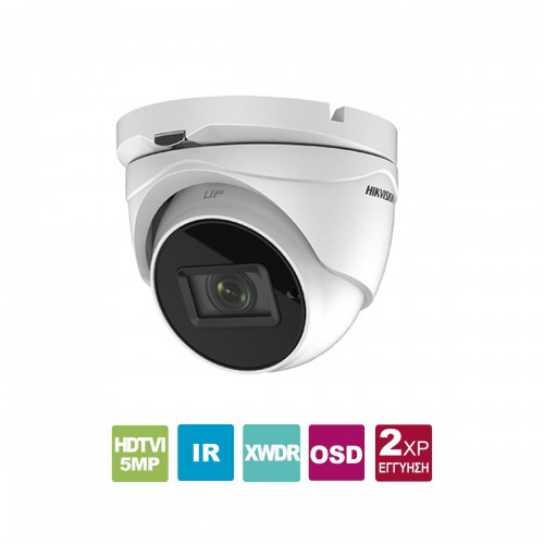 DS-2CE79H8T-IT3Z Κάμερα Dome (τύπου turret), HDTVI 5MP, εξωτερικού χώρου, με τηλεχειριζόμενο φακό motorized zoom 2.7~13.5 mm