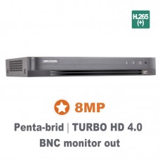 iDS-7208HUHI-K1/4S AcuSense. 8 είσοδοι HDTVI οποιασδήποτε σειράς, με ανάλυση 8MP ως 720p συμβατικών καμερών + 4 IP καμερών έως 6MP,