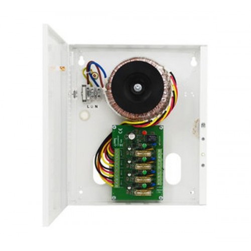 PSAC04244 Τροφοδοτικό 24 VAC & 4A / 27 VAC & 3.7A, 4 εξόδων, χωριστή ασφάλεια 1A σε κάθε έξοδο, με τοροειδή μετασχηματιστή, διακόπτης tamper, (ΠxΒxΥ) 210?64?187 mm.