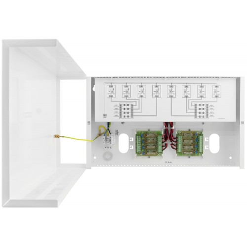 PSDCSEP08128 Τροφοδοτικό με 8 γαλβανικά απομονωμένες και ανεξάρτητα ρυθμιζόμενες εξόδους 12-15 VDC & 1A, με χωριστή ασφάλεια 1A σε κάθε έξοδο, (Π×Β×Υ) 365×(70+8)×220 mm.