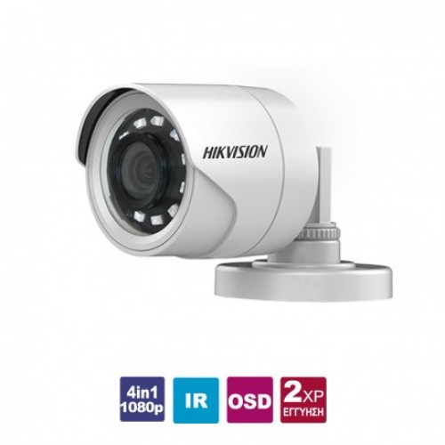DS-2CE16D0T-I2FB 2.8 Κάμερα Bullet 4in1 1080p, με επιλεγόμενη έξοδο HDTVI/CVI/AHD/CVBS, εξωτερικού χώρου