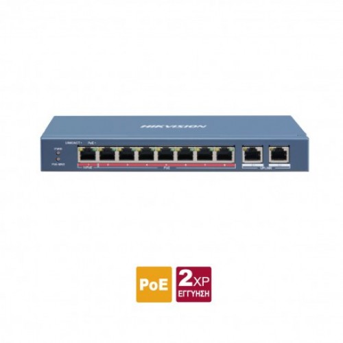 DS-3E0310HP-E Layer 2 unmanaged 10 port Switch, 1 x 100 HiPoE 60W + 7 x 100 PoE 30W  